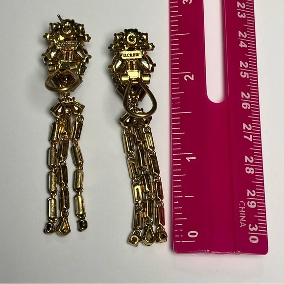 J. Crew Gold-Tone Emerald Green Crystal Drop Earrings - Picture 3 of 4